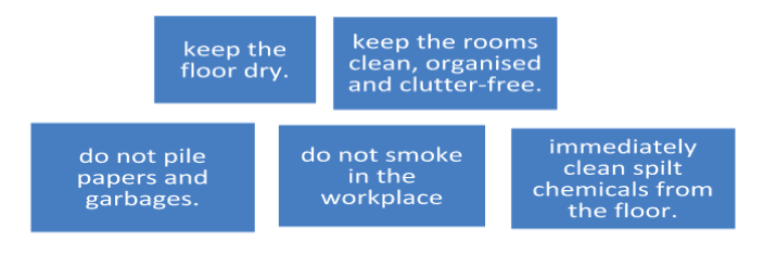 Ensure the following rules in your workplace