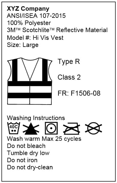 Safety Vest wash label