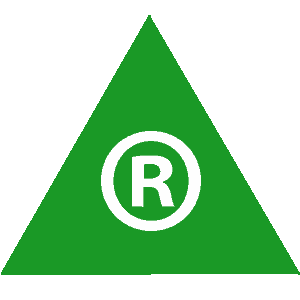 green triangle with the letter “R”
