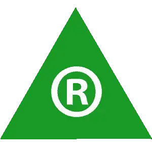 green triangle with the letter “R”