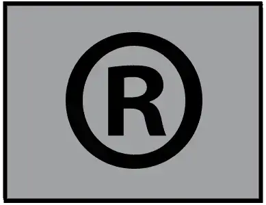 grey square with a black letter “R” footwear meaning