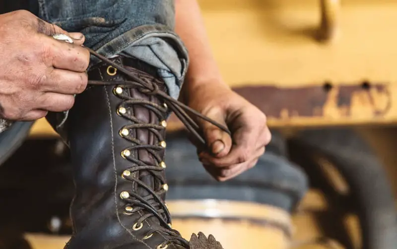 Logger boots come with a lace-up system