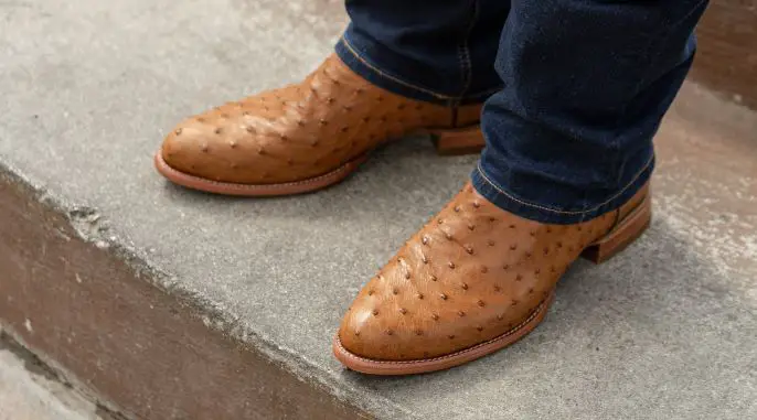 Ostrich leather boots